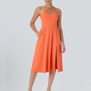 HALARA Vibrant Orange Midi Dress